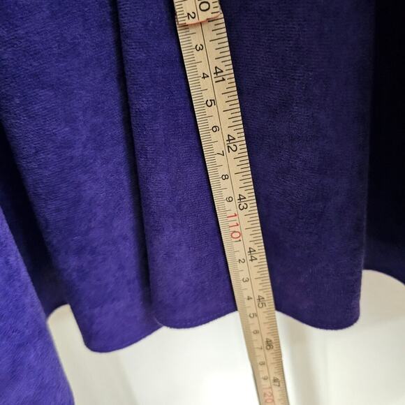 Vintage 80s Shirt Dress Womens Size 14 Purple Faux Suede Cottagecore Preppy - Picture 9 of 13